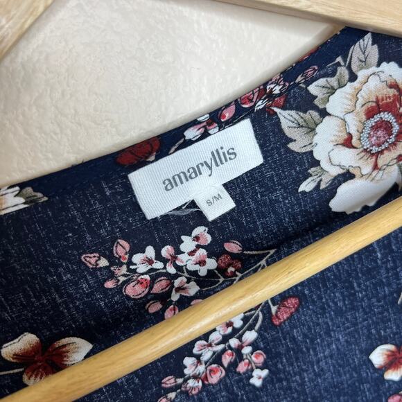 Amaryllis Dark Navy Floral Print Kimono S/M - Picture 2 of 10